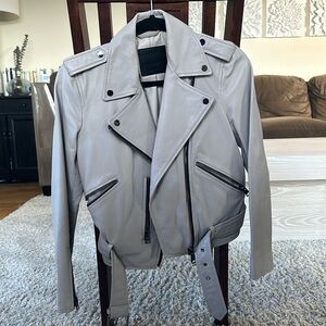 Allsaints Balfern Grey Leather Jacket size 4 - excellent condition (never worn)